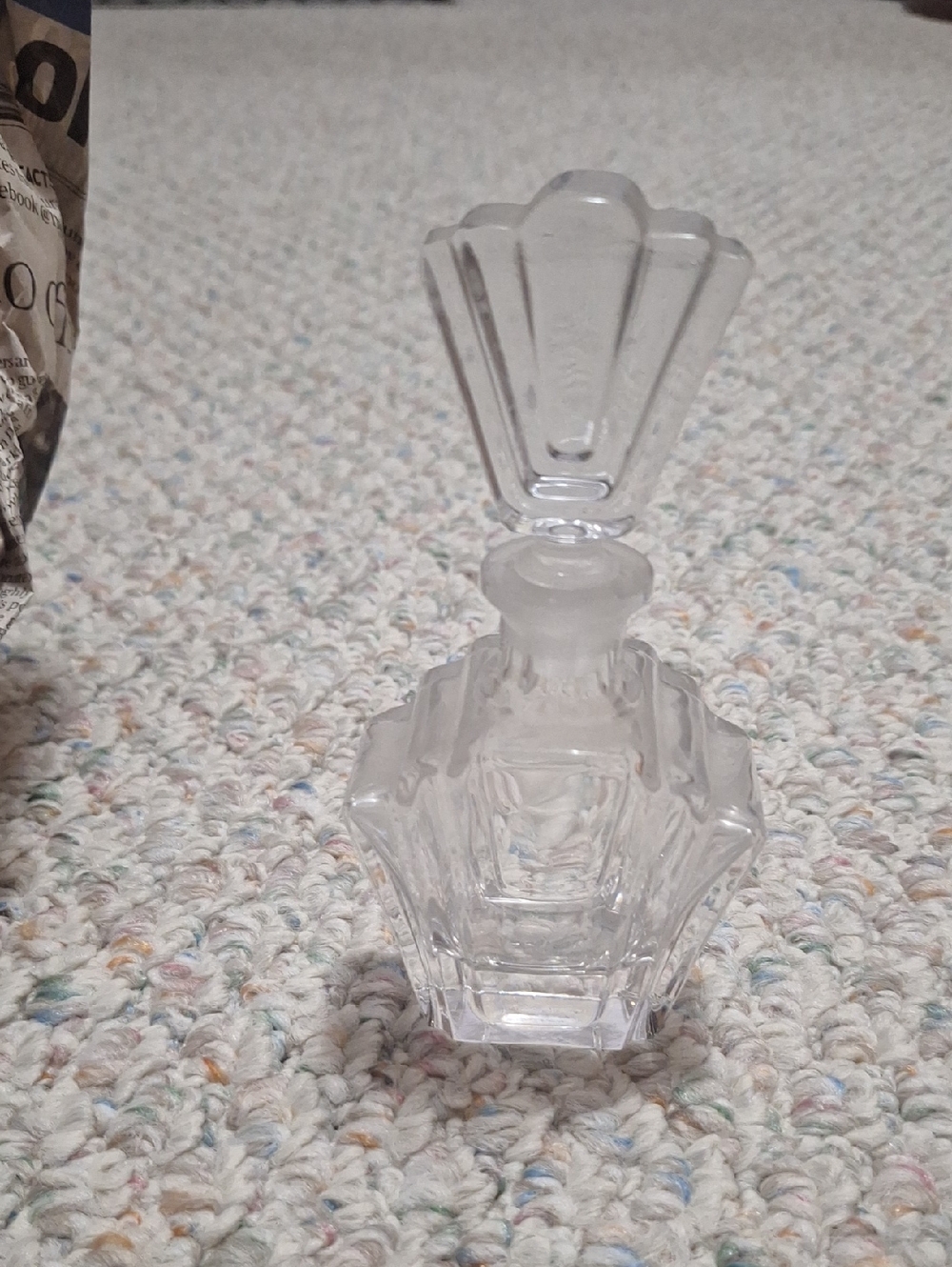 Vintage Clear Glass Perfume Bottle with Decorative Stopper